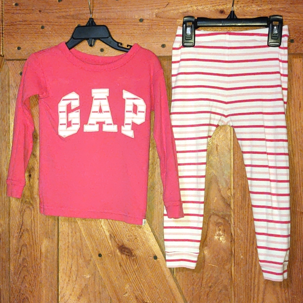 Girls Size 3 Years GAP Pink Striped Pajama Set